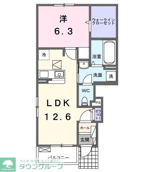 プラーンドルXVII(1LDK/1階)の間取り写真