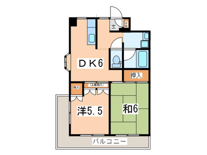 サンライズビル(2DK/4階)の間取り写真