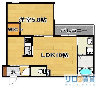アヴェイル淡路(1LDK/2階)の間取り写真