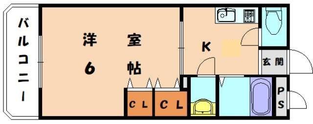 ドルフィン和白(1K/3階)の間取り写真
