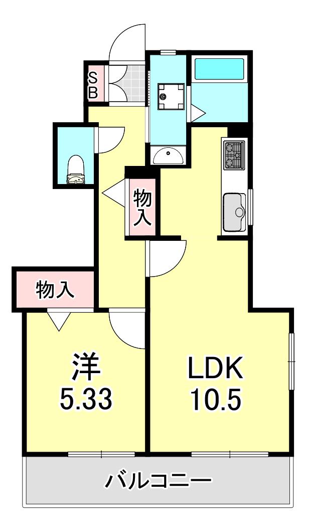 ラ・プリューム(1LDK/1階)の間取り写真