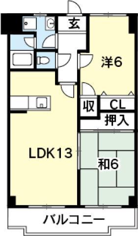 リバティ21(2LDK/2階)の間取り写真