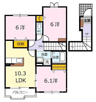 サニーレジデンスFIII(3LDK/2階)の間取り写真