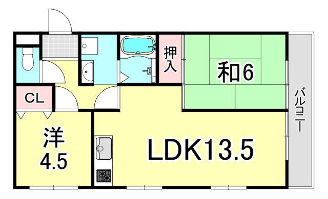 IO甲子園2番館(2LDK/2階)の間取り写真