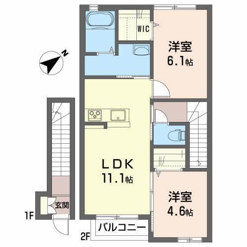 シャーメゾン港北II(2LDK/2階)の間取り写真