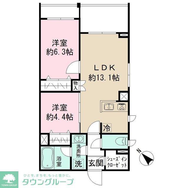 MOCXION INAGI(2LDK/4階)の間取り写真
