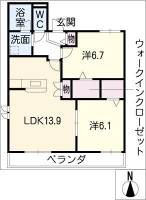 シャルム・ステラ(2LDK/3階)の間取り写真