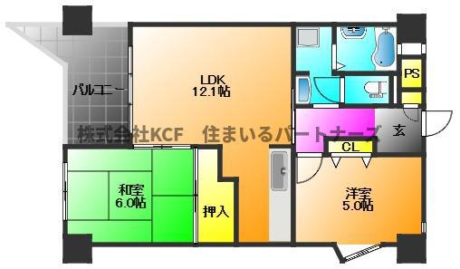 アルテハイム宮ノ陣(2LDK/3階)の間取り写真