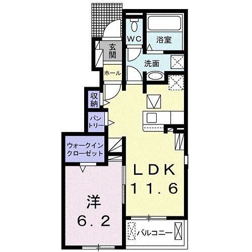つゆくさハイツ(1LDK/1階)の間取り写真