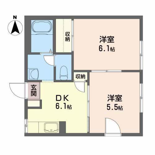 メゾンすがゆうB棟(2DK/1階)の間取り写真