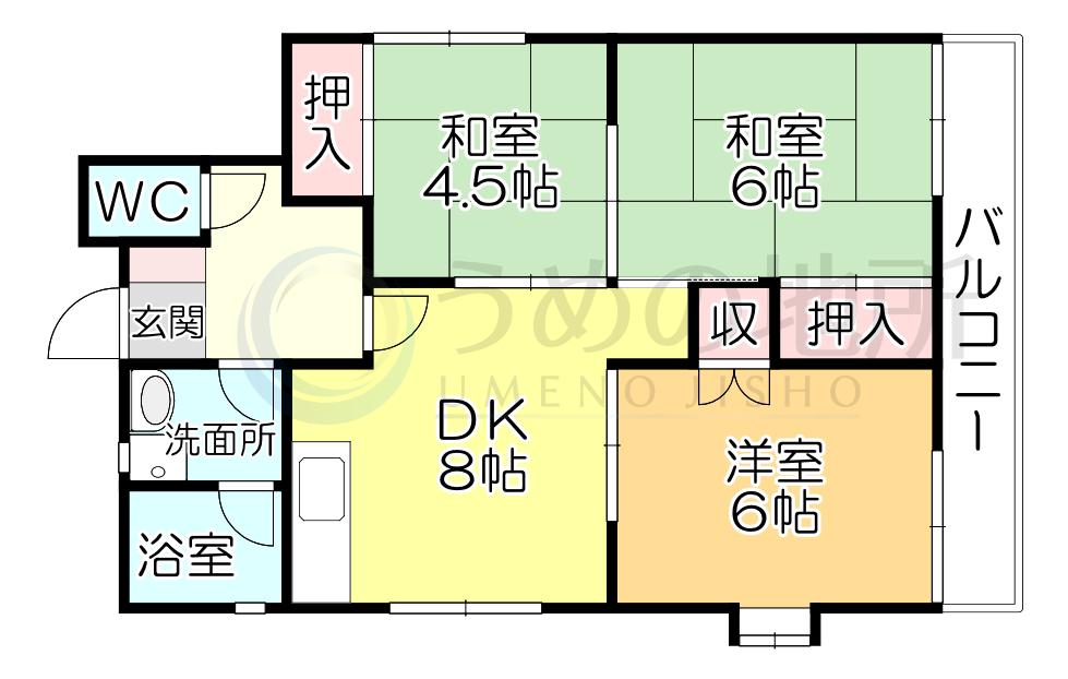 メゾン田島(3DK/3階)の間取り写真