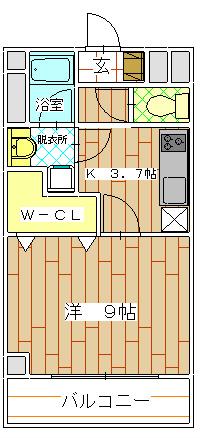 ハイトピア上尾(1K/4階)の間取り写真