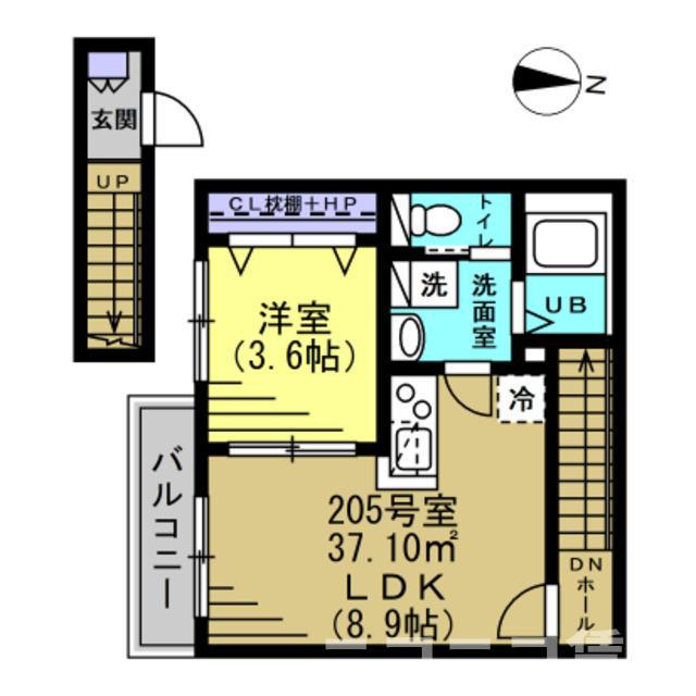 グリシーナ豊四季(1LDK/2階)の間取り写真