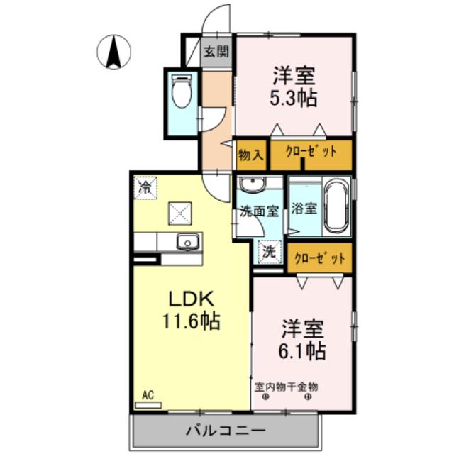 ピアサフィール(2LDK/1階)の間取り写真