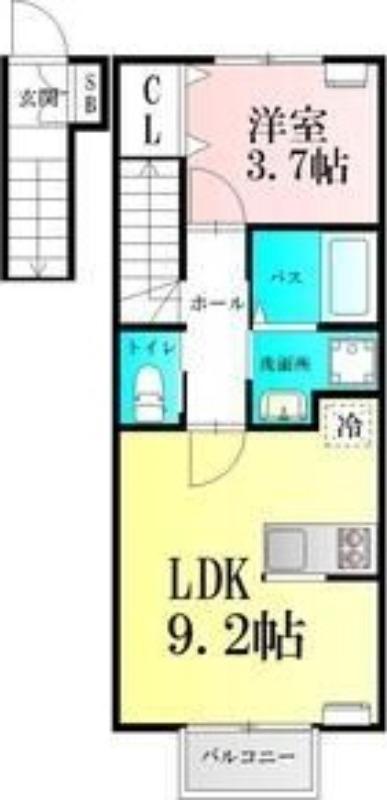 ブルームステージ西の平(1LDK/2階)の間取り写真