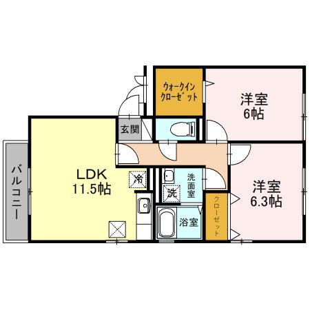 ネバーランド(2LDK/2階)の間取り写真