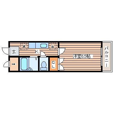 ビューファイン台原(1K/1階)の間取り写真