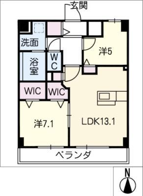 グランコール白水(2LDK/2階)の間取り写真