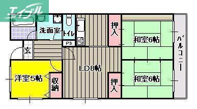 レジデンス奥田(3LDK/7階)の間取り写真