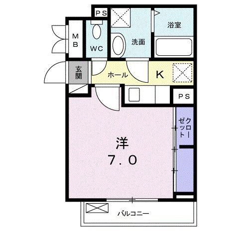 ヴィラ柏木II(1K/2階)の間取り写真