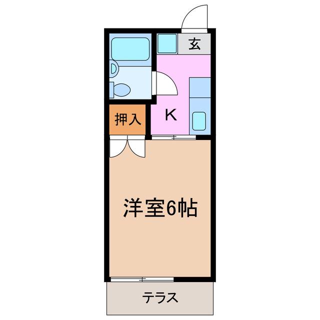 シティハイム大橋I(1K/1階)の間取り写真