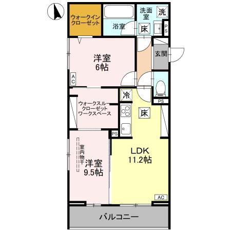 カームグロウ(2LDK/1階)の間取り写真