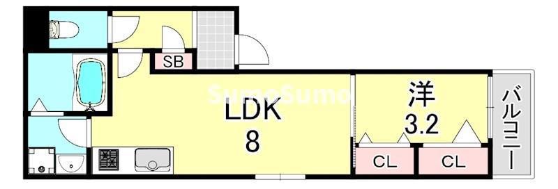 ARPEGGIO西代(1LDK/3階)の間取り写真