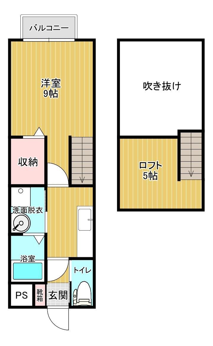 EXE富士見ヶ丘(1K/2階)の間取り写真