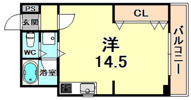 ヴォーン夙川(ワンルーム/3階)の間取り写真