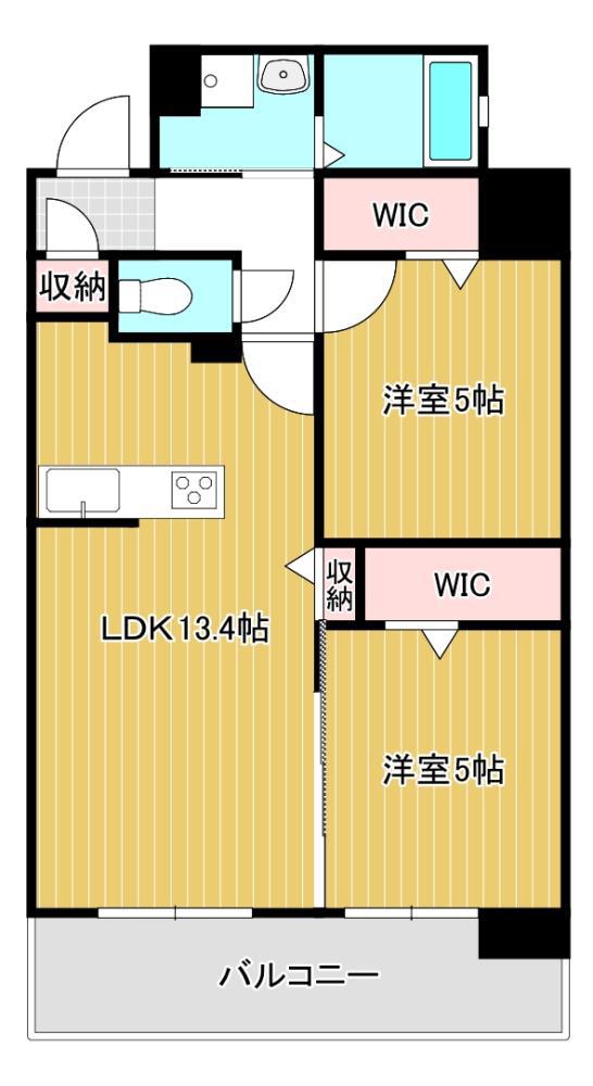 ザ・レジデンス黒崎駅南(2LDK/14階)の間取り写真