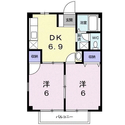 アクティブY(2DK/2階)の間取り写真