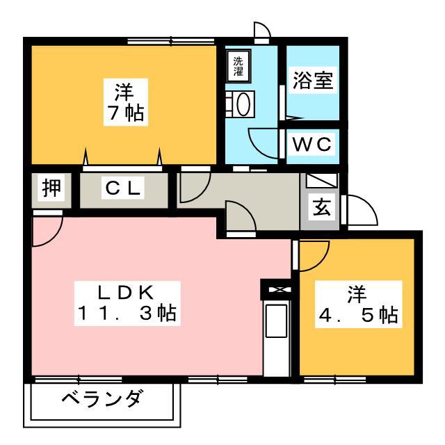フレグランス富島A(2LDK/2階)の間取り写真