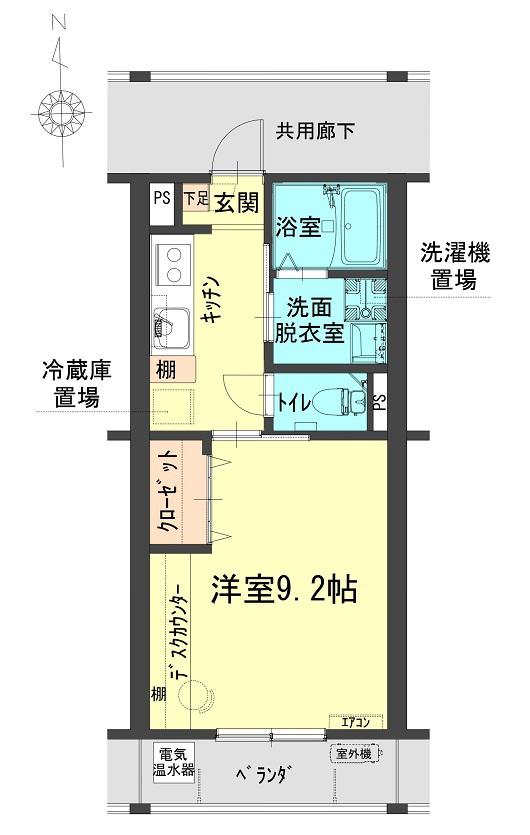 レジデンス山田II(1K/1階)の間取り写真