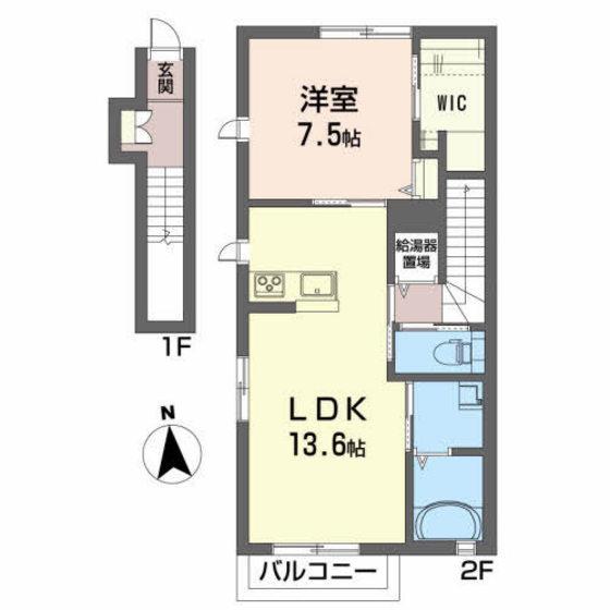 メゾンルミエール(1LDK/2階)の間取り写真