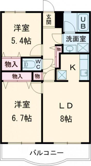 グリーンパーク樽井(2LDK/3階)の間取り写真