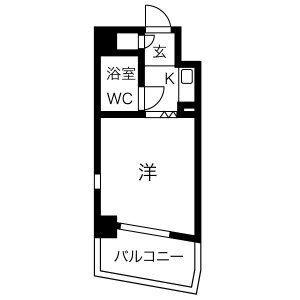 グランデール泉(1K/8階)の間取り写真