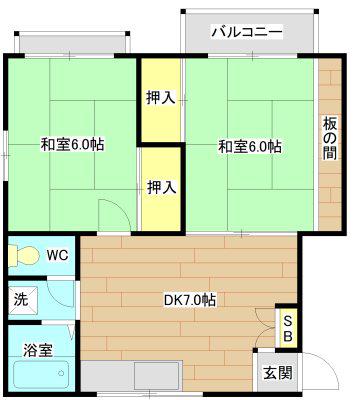 メゾン東陽(2DK/2階)の間取り写真
