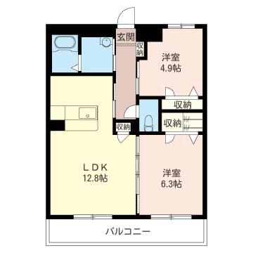 ボナール(2LDK/3階)の間取り写真
