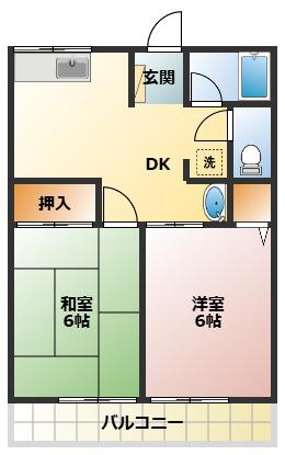 シティハイム トリオ1(2DK/2階)の間取り写真