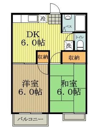 エース一里塚(2DK/1階)の間取り写真