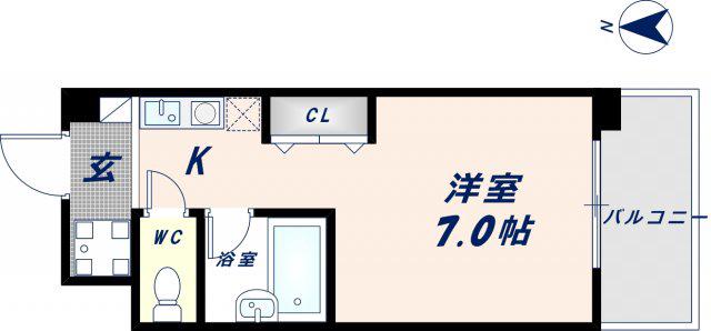 フォレストコート長瀬(ワンルーム/4階)の間取り写真