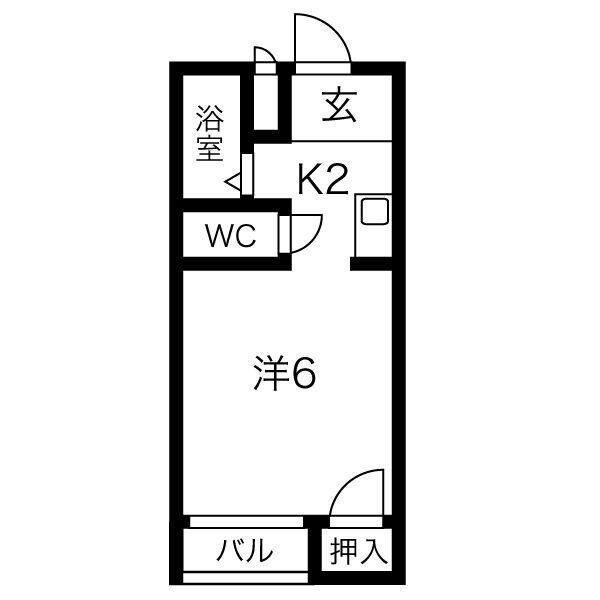 LOVE WING白鳥(1K/1階)の間取り写真