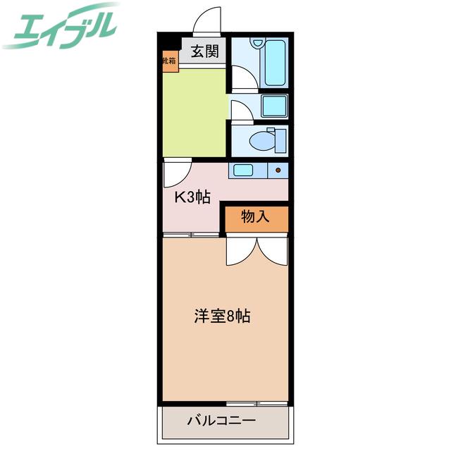 ハイマンション日永西 B棟(1K/1階)の間取り写真