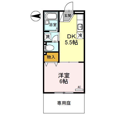 ロイヤルハイツII(1DK/1階)の間取り写真