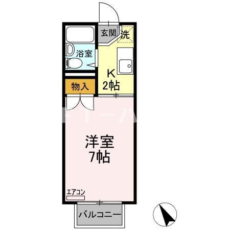 ヴィラ中山 A棟(1K/2階)の間取り写真