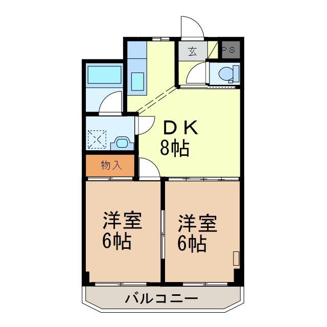 メモリープラザ小山(2DK/5階)の間取り写真