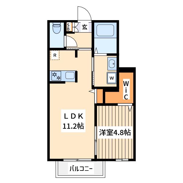 ニューノース弐番館(1LDK/2階)の間取り写真