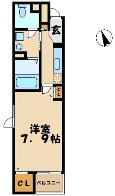 リヴェール(1K/4階)の間取り写真