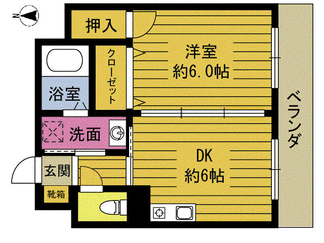 プランタン元町(1DK/8階)の間取り写真