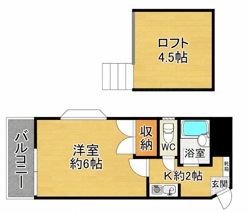 グランパレ二日市(1K/1階)の間取り写真